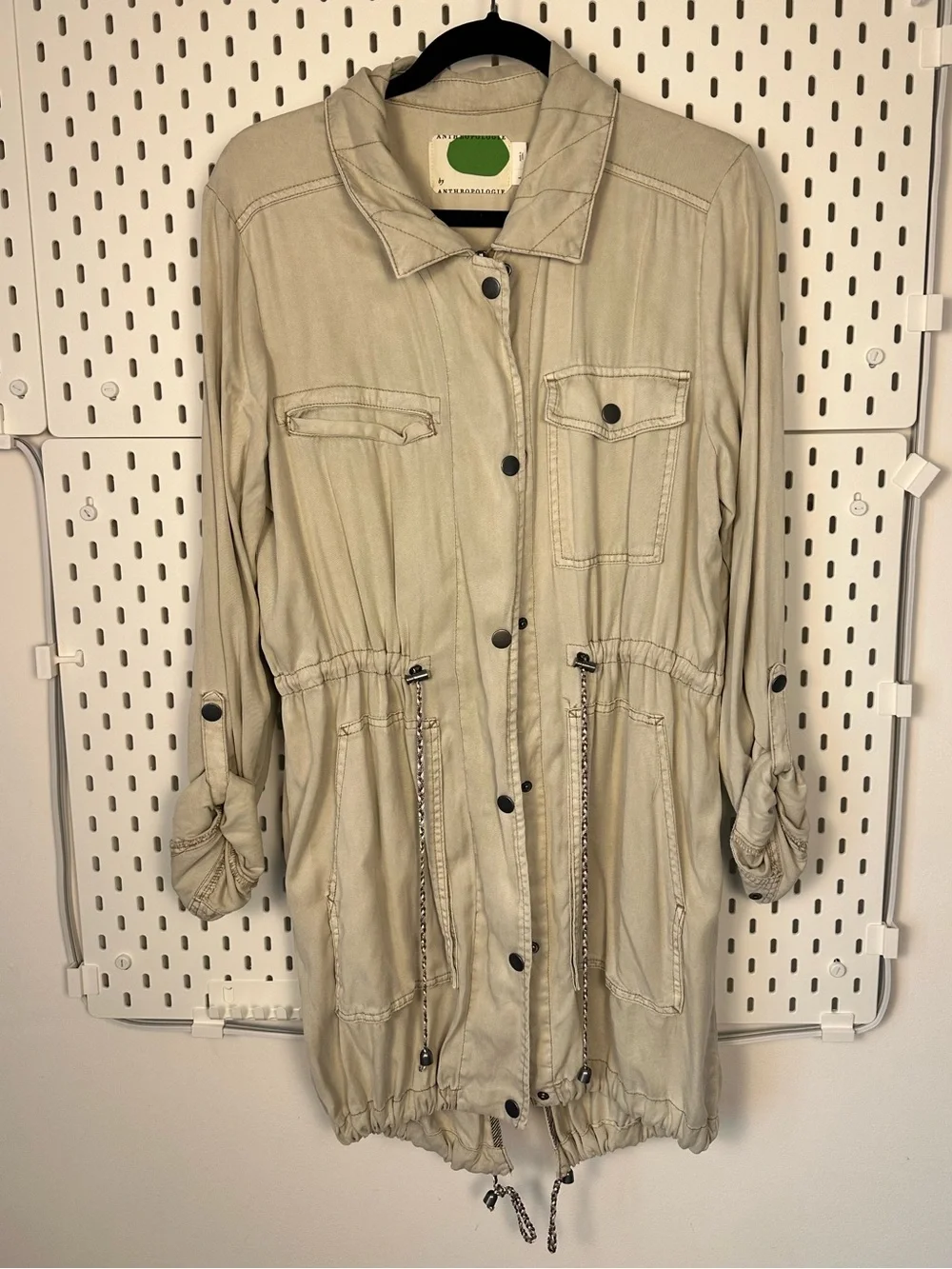Anthropologie Manto Field‎ Jacket, Khaki Size Large Lightweight Drawstring Waist